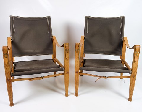 Safari Armchairs - Kaare Klint - Ash - Brown Canvas - Armrests of Full Grain 
Leather - Rud. Rasmussen
Great condition

