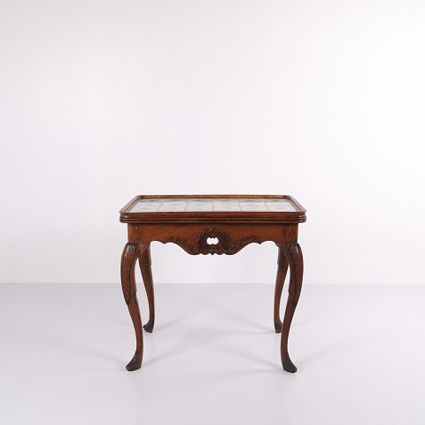 Antique Tile Table - Patinated Oak - Rococo Style - Dutch Tiles - 1780Great condition