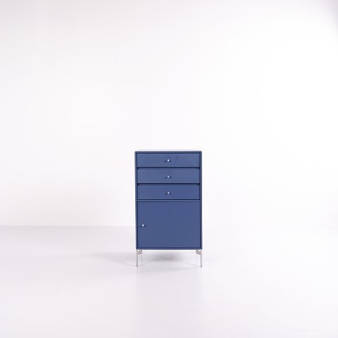 Cabinet / Filing Cabinet – Montana – Blue – Chrome Legs – 3 Drawers & 1 DoorGreat condition