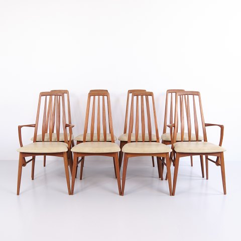 Suite de 8 Chaises de Salle à Manger Eva Dont 2 Fauteuils par Niels Koefoed Années 1960