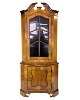 Antique Display Case/Corner Cabinet - Baroque Style - Walnut - Glass Door With 
Bars - Approx. Year 1900
