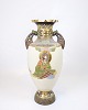 Japanese Satsuma Vase – Meiji Period Style – Ivory Glaze With Crackle Finish – 
Hand Painted Figures & Ornaments
