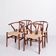 Set of Four Wishbone-Chairs - Model CH24 - Mahogany & Natural Wicker - Hans J. 
Wegner - Carl Hansen
