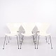 Suite de 6 Chaises Série 7 Modèle 3107 en Placage Laqué Blanc avec Piètement Chromé par Arne Jacobsen pour Fritz Hansen