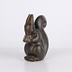 Figurine Écureuil Knud Basse en Céramique Foncée avec Noix, Design Danois, Années 1960