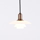 Suspension Poul Henningsen Modèle PH 2/1 en Laiton Bruni et Verre Opalin pour Louis Poulsen