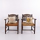 Paire de Fauteuils - Bois Foncé & Cannage - Années 1920