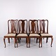 Suite de 8 Chaises de Salle à Manger Bois Foncé et Tissu Rayé Années 1920