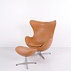 Fauteuil Egg Modèle 3316 avec Repose-Pieds en Cuir Cognac Elegance par Arne Jacobsen pour Fritz Hansen