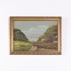 Peinture sur Toile avec Cadre Doré Représentant des Chevaux avec Vue sur Mer XXe Siècle