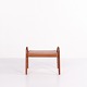 Tabouret en Teck avec Assise en Cuir par Vilhelm Lauritzen pour Fritz Hansen vers 1945