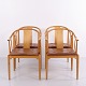 Suite de 4 Chaises China FH 4283 en Merisier et Cuir par Hans J. Wegner pour Fritz Hansen 1979