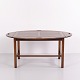 Grande Table Basse Butler en Acajou Poli avec Garnitures en Laiton des Années 1940
