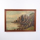 Peinture à l’Huile avec Paysage Côtier, Formations Rocheuses et Mer, vers 1920–1940