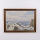 Peinture à l’Huile avec Côte Rocheuse et Mer Agitée, signée Vagn Christensen, vers 1940–1960