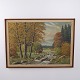 Peinture à l’Huile de Svend Østergaard avec Cerf dans un Paysage Automnal, vers 1930–1950