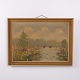 Peinture de Paysage sur Toile avec Lac et Canards dans un Cadre Doré 55,5 x 75,5 cm