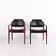 Paire de Fauteuils Modèle 62A en Palissandre et Cuir Noir par Arne Vodder pour Sibast Furniture, Années 1960