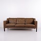 Canapé Trois Places en Cuir Marron par Stouby, Design Danois, Années 1960